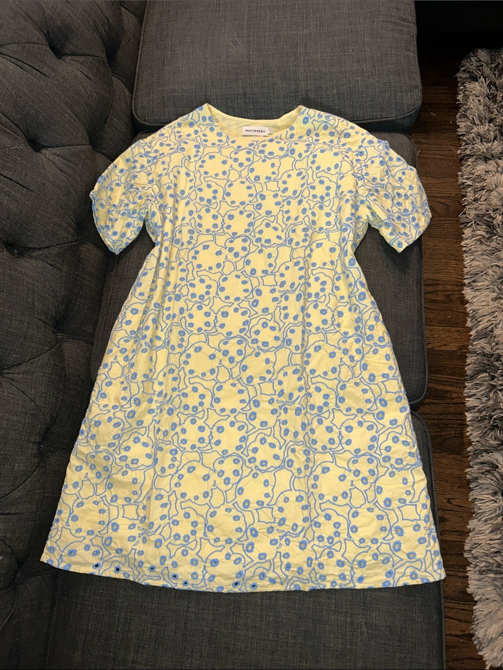 marimekko Floral Mini Dress in Yellow & Blue Like New Eu 40